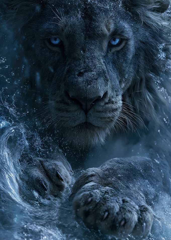 Majestic Lion in Icy Environment