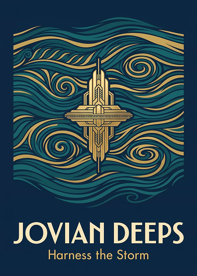 Jupiter Station Art Deco Retro Space Poster