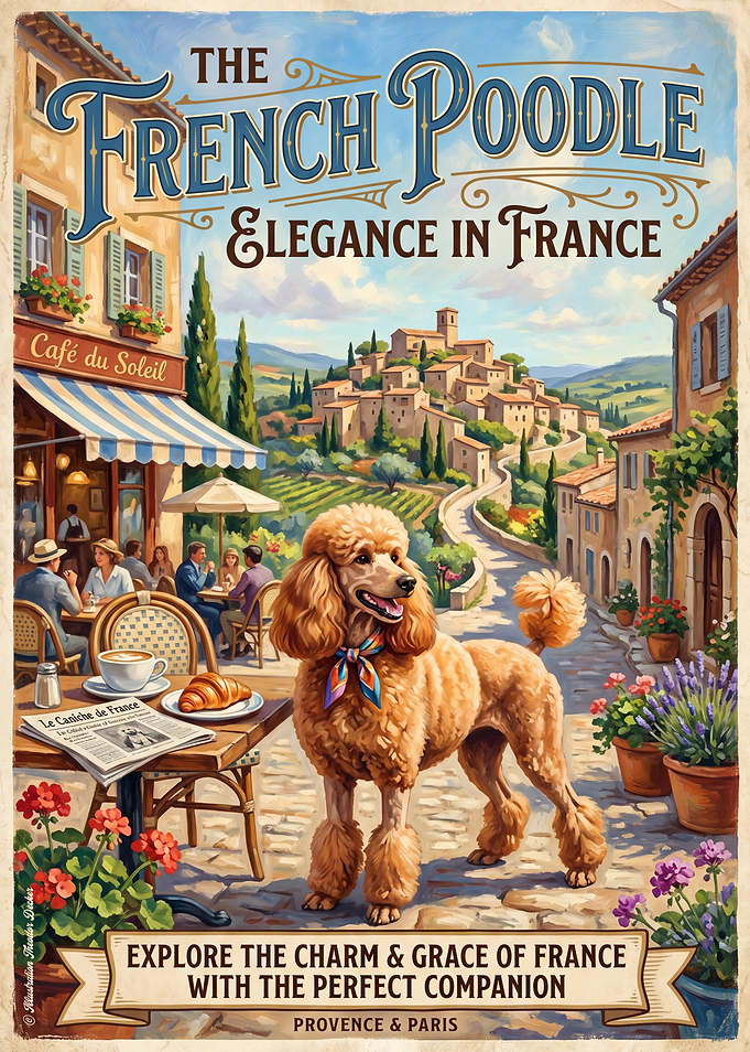 French Poodle Elegance in France Poster