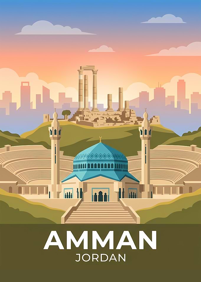 Amman Jordan Travel Poster