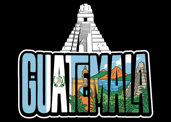 Guatemala Text Art with Landmarks