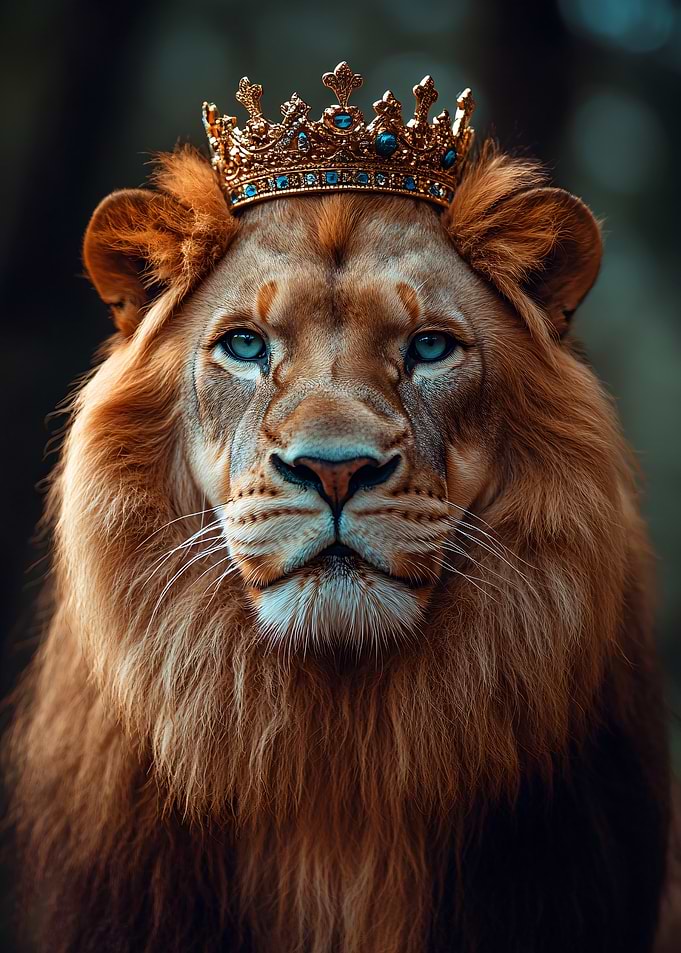 Majestic Lion Wearing a Crown