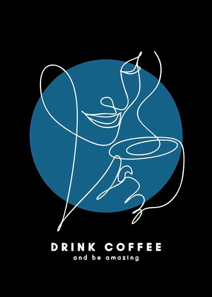 Minimalist Coffee Drinker Line Art