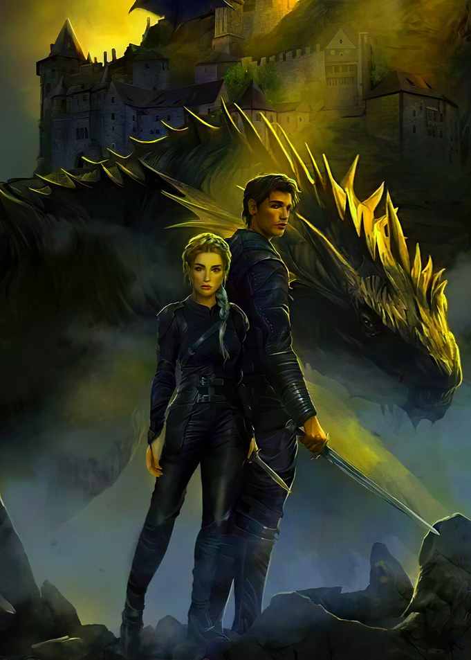 Fantasy Characters and Dragon