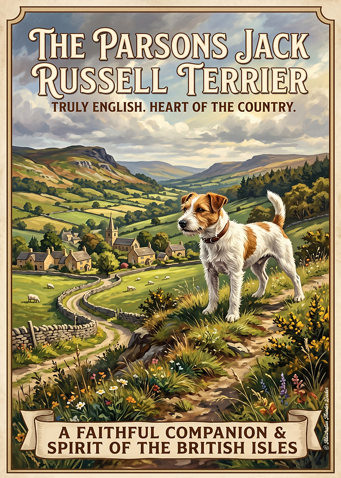 Parsons Jack Russell Terrier in English Countryside