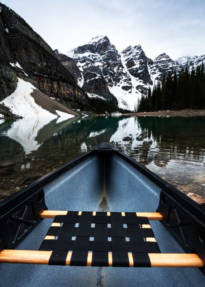 Canoe on a mountain lake