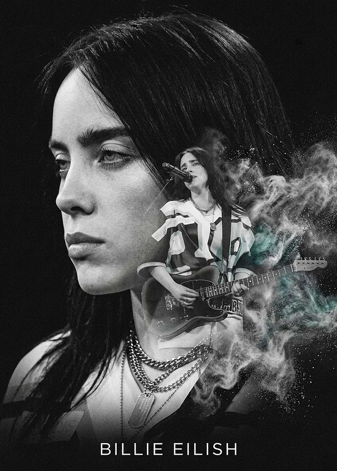 Billie Eilish Portrait with Performance Overlay