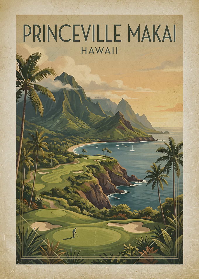 Princeville Makai Hawaii Golf Poster