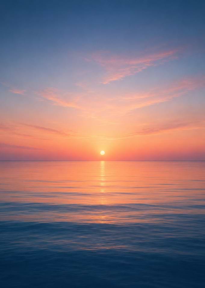Sunset over calm ocean