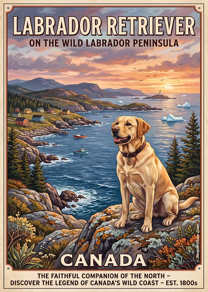 Labrador Retriever Vintage Travel Poster