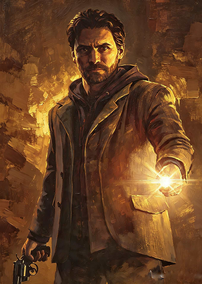 Man with Gun and Flashlight