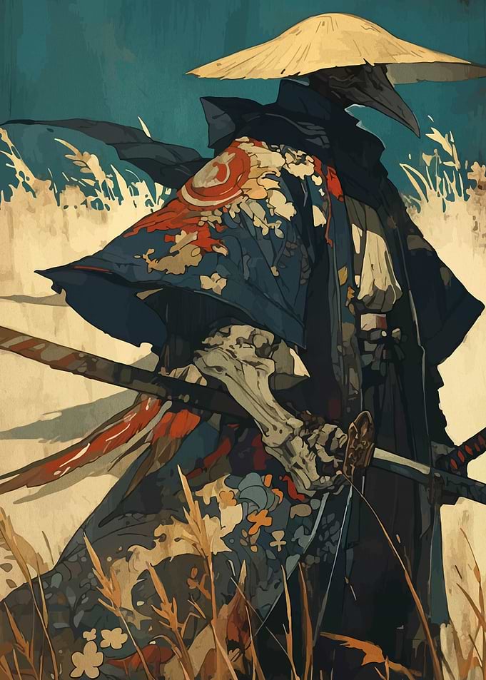 Samurai Warrior with Crow Mask