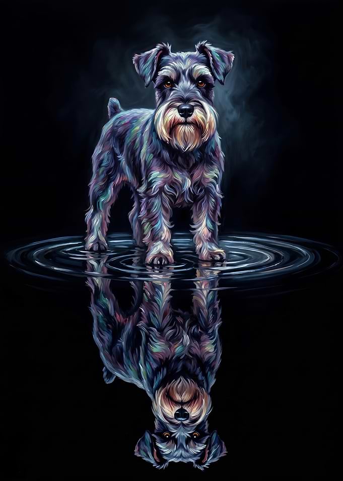 Schnauzer Reflection in Water