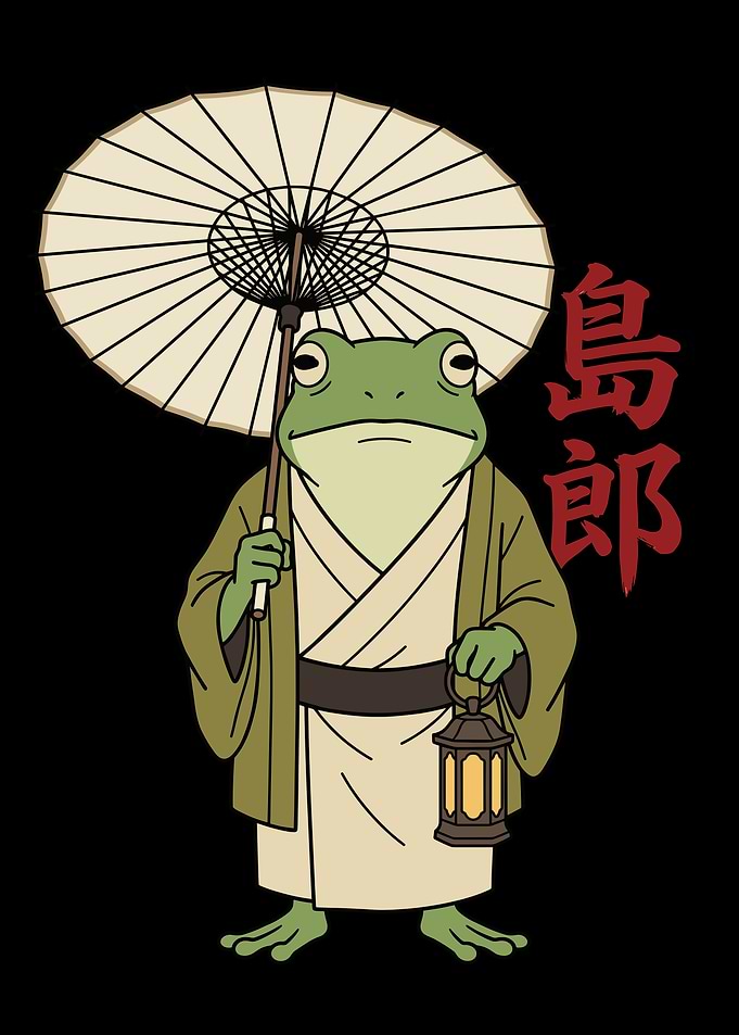 Frog with Umbrella and Lantern