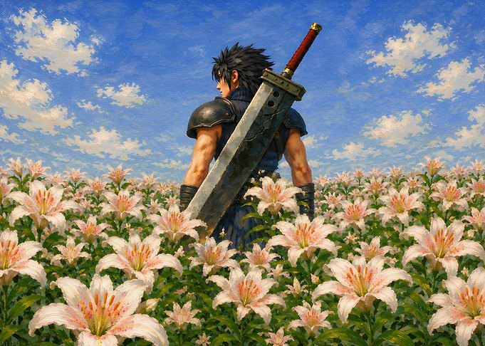 Zack Fair in a Field of Lilies