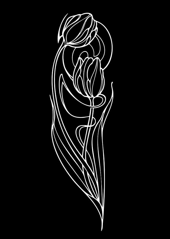 Art Nouveau Tulips Line Art