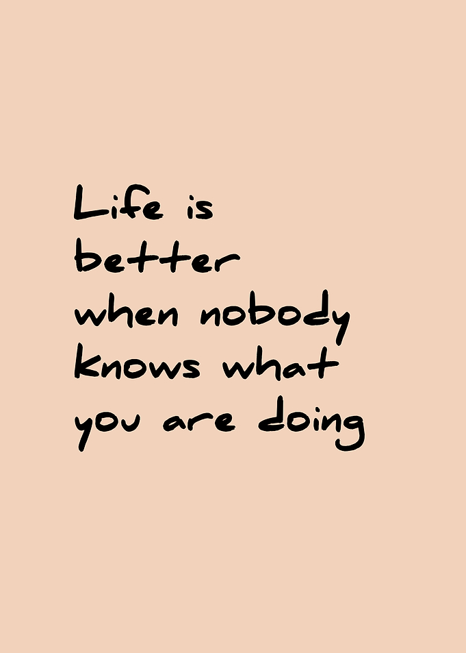 Life is better when nobody knows what you are doing