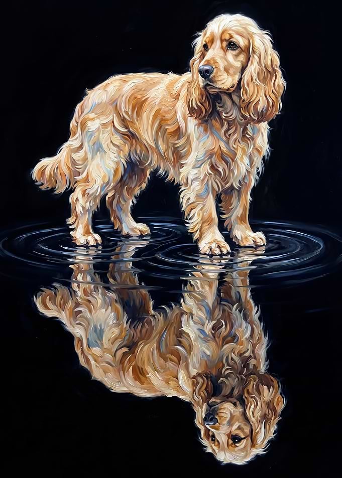 Golden Cocker Spaniel Reflection in Water