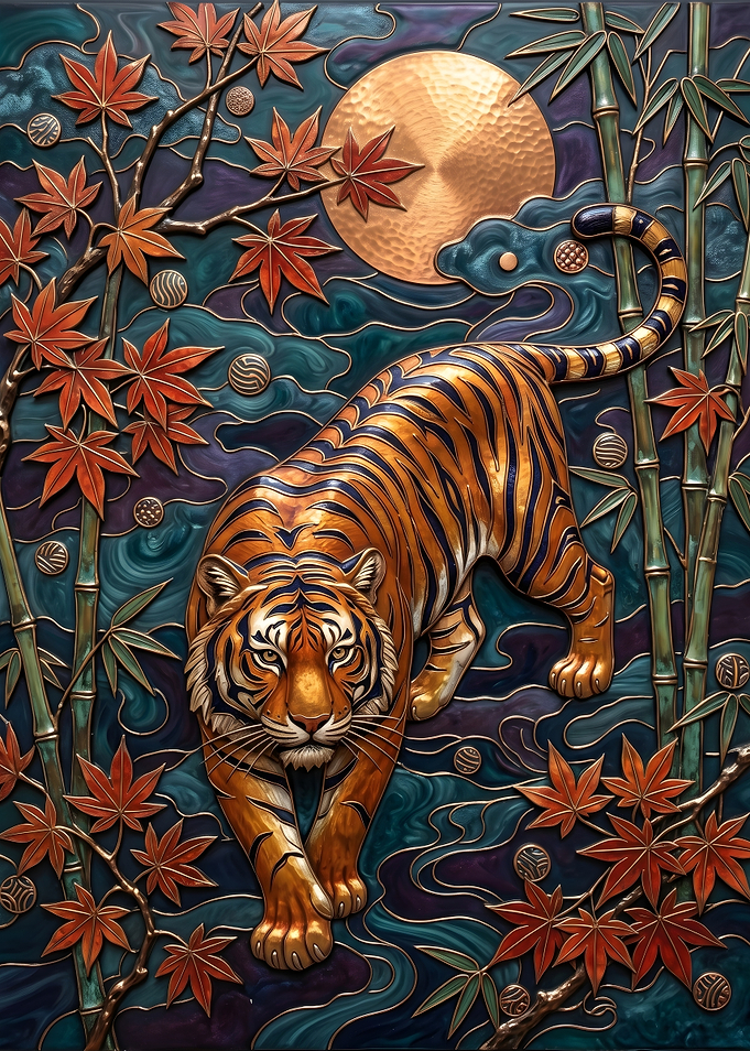 Tiger in a Japanese Garden