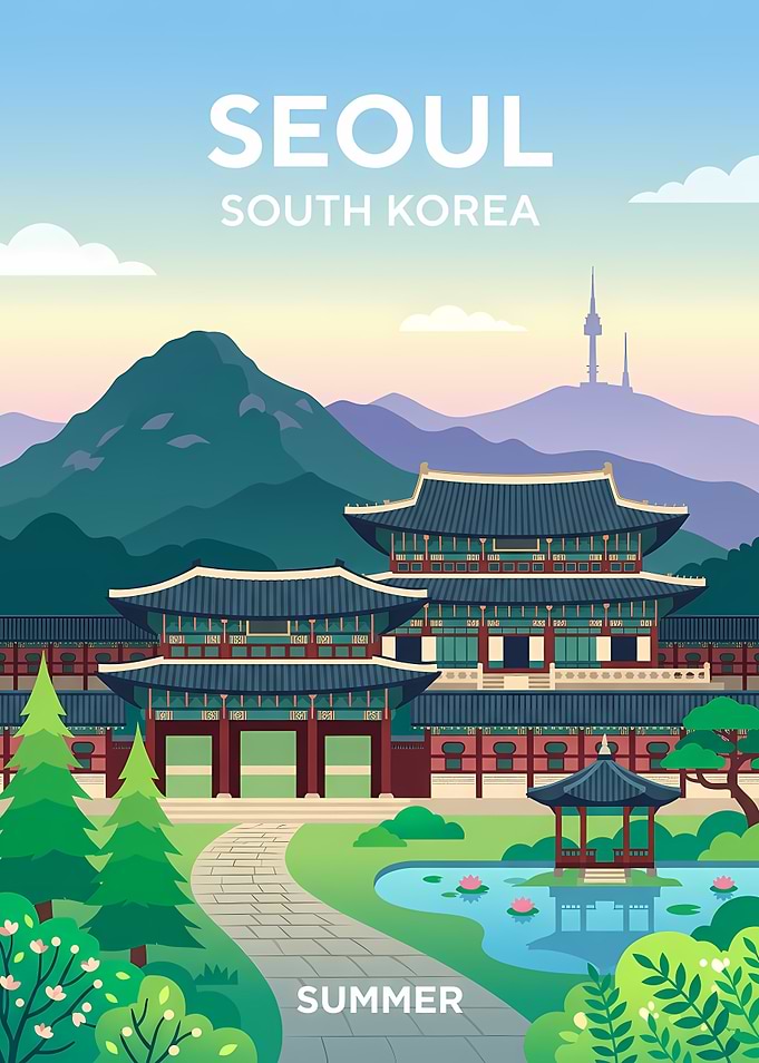 Seoul Summer Travel Poster