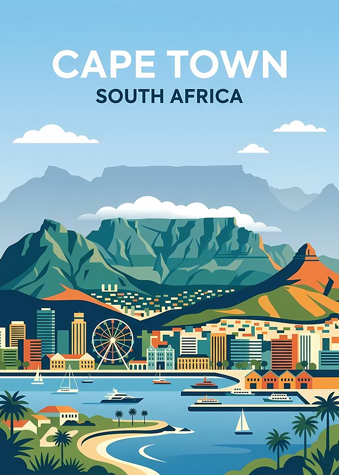 Cape Town South Africa Travel Poster