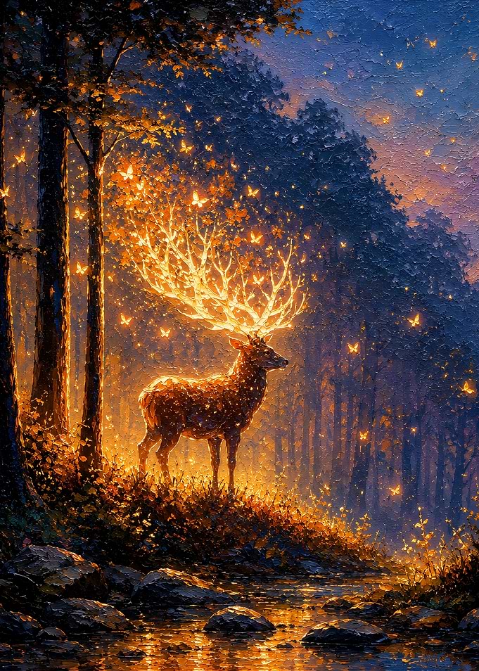 Magical Deer with Glowing Antlers