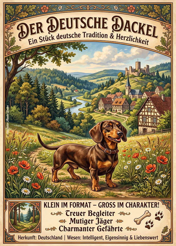 Vintage German Dachshund Poster