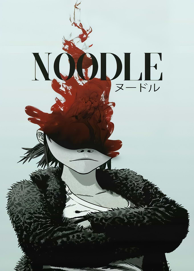 Noodle Gorillaz with Red Ink Splash