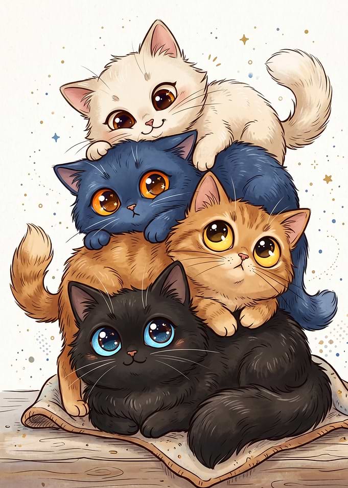 Stack of Adorable Kittens