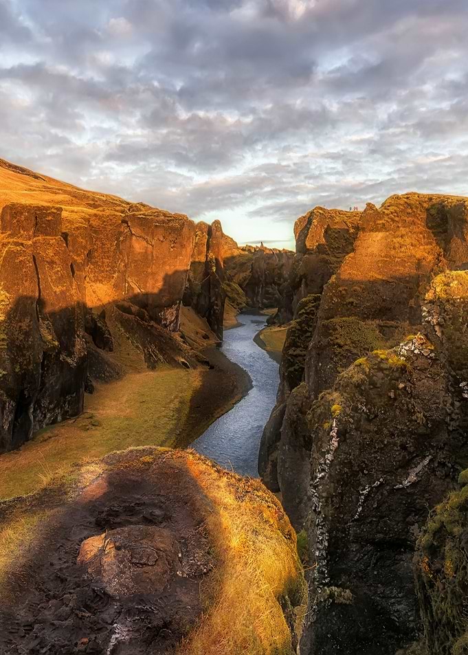 Dramatic Canyon River at Sunset