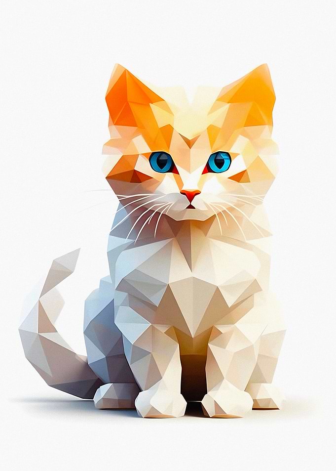 Geometric Orange and White Cat