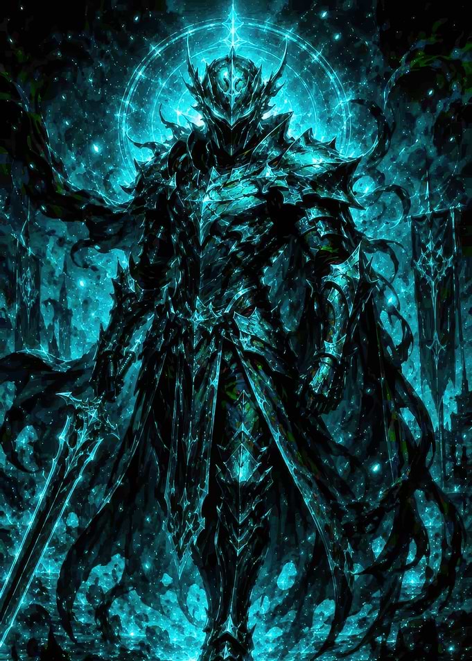 Dark Knight with Glowing Sword