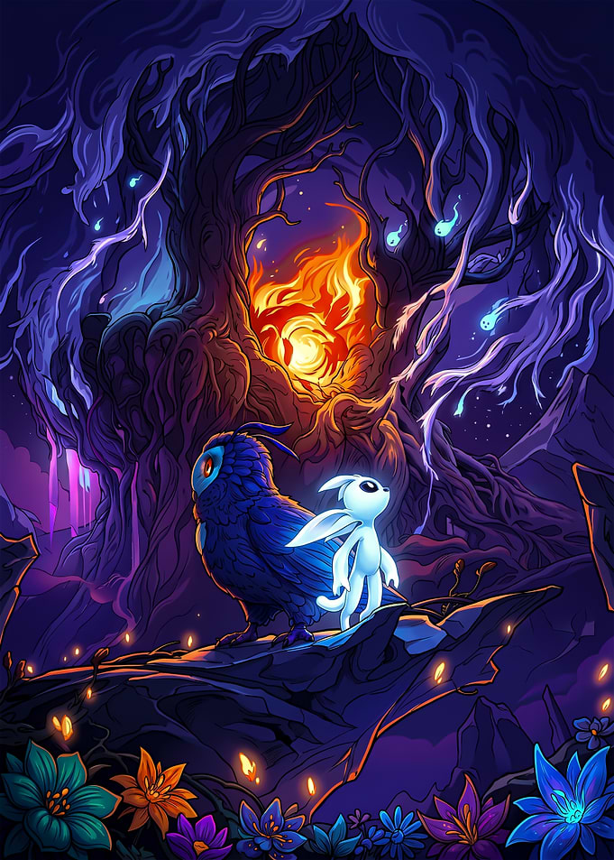 Ori and Ku in a mystical forest