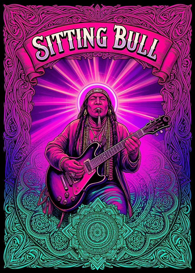 Sitting Bull Playing Guitar