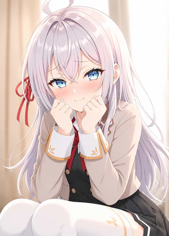 Anime Girl with White Hair and Blue Eyes