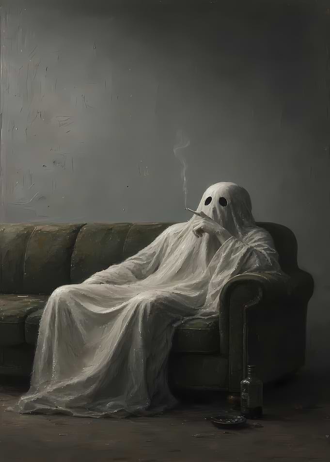 Ghost Smoking on a Couch