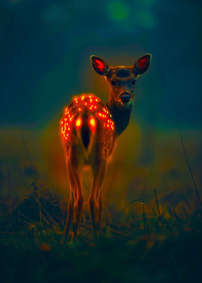 Fawn in Dark Forest