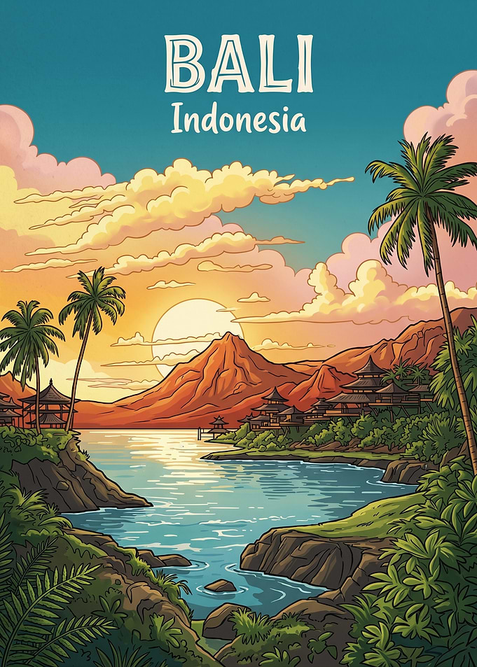 Bali Indonesia Travel Poster