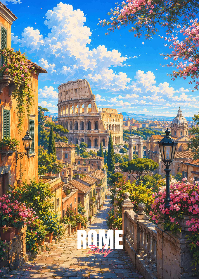 Rome Cityscape with Colosseum