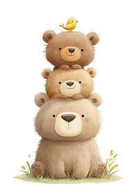 Cute Teddy Bear Family Nursery Art Poster