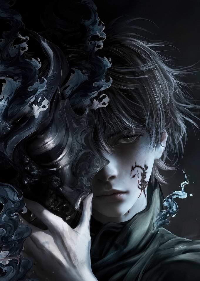 Mysterious figure with dark mask