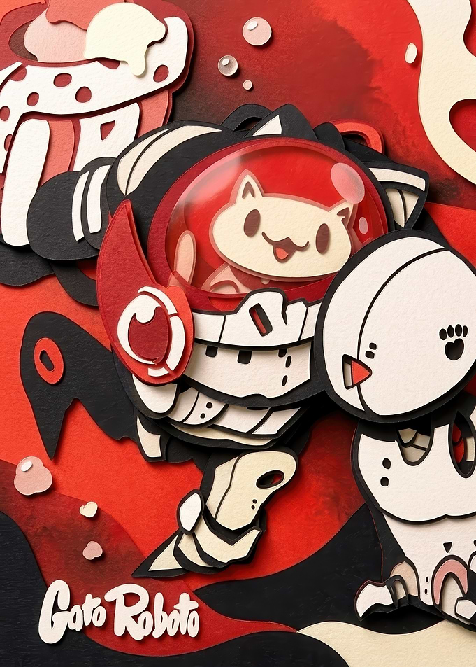 Gato Roboto Paper Art