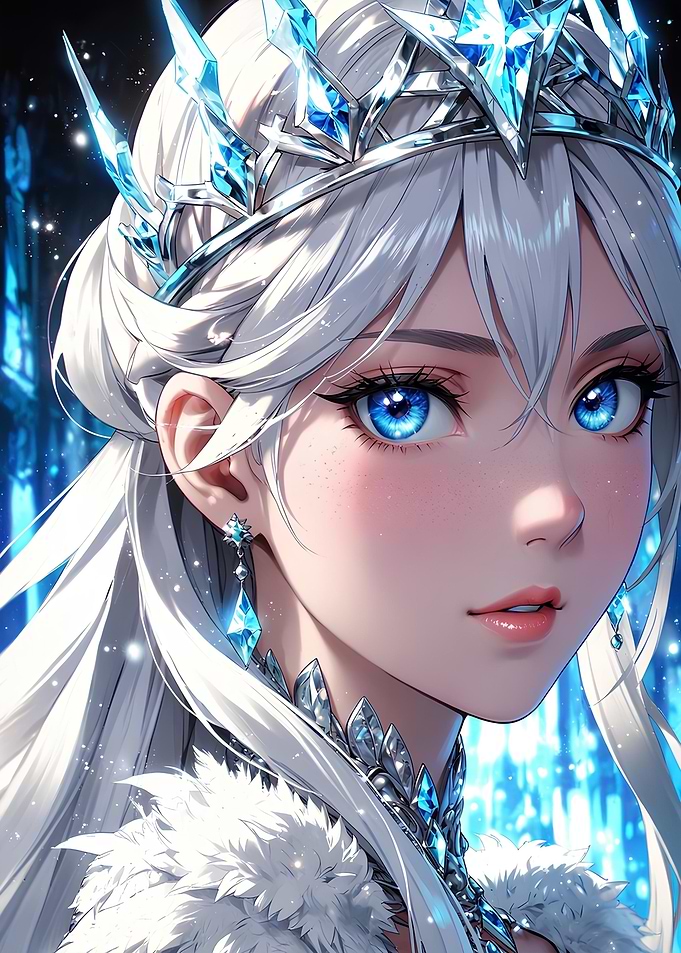 Anime Ice Queen with Crystal Crown