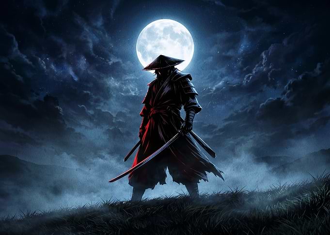 Samurai Under the Full Moon