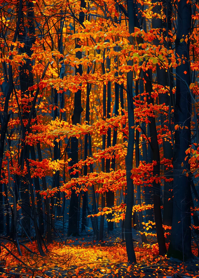 Autumn Forest with Golden Light