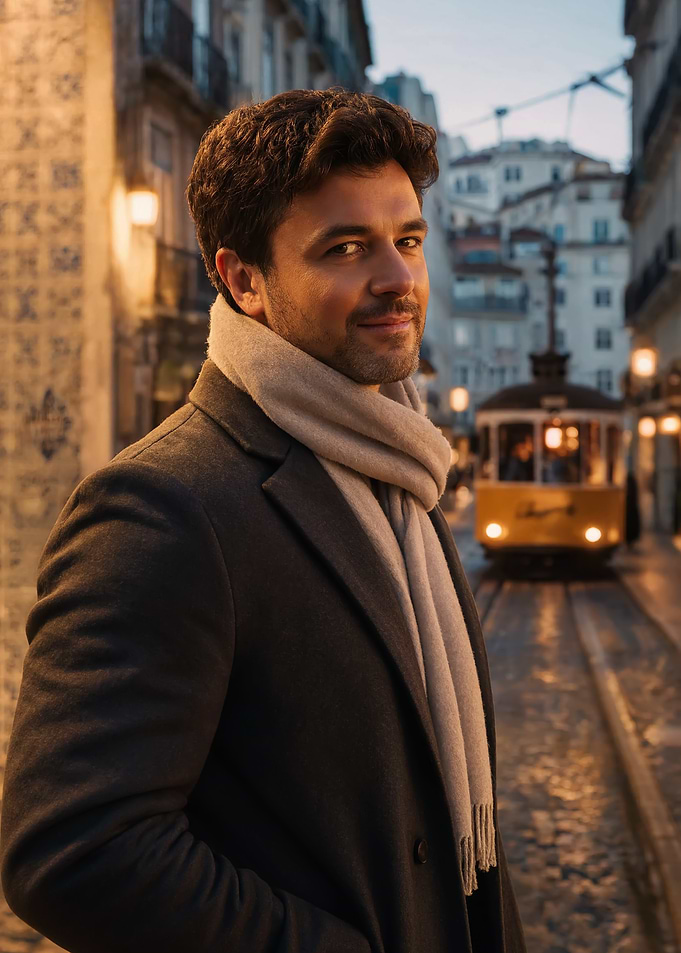 Man in Scarf and Coat in Lisbon