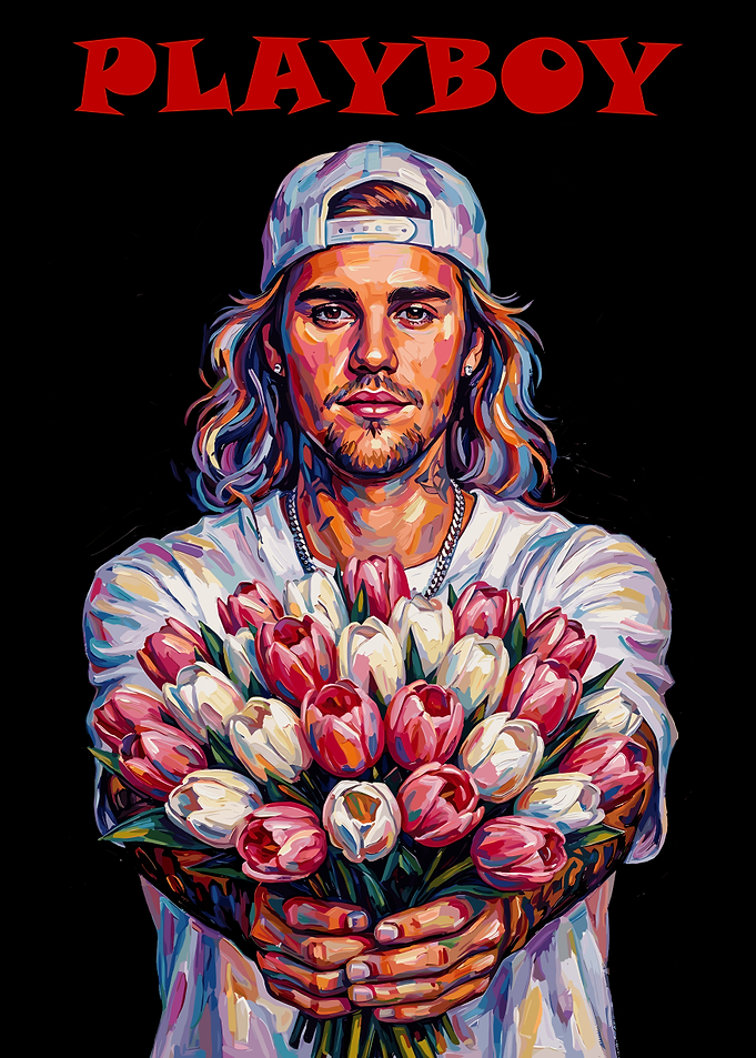 Justin Bieber with Tulips for Playboy