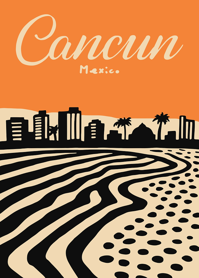 Cancun Mexico Vintage Travel Poster