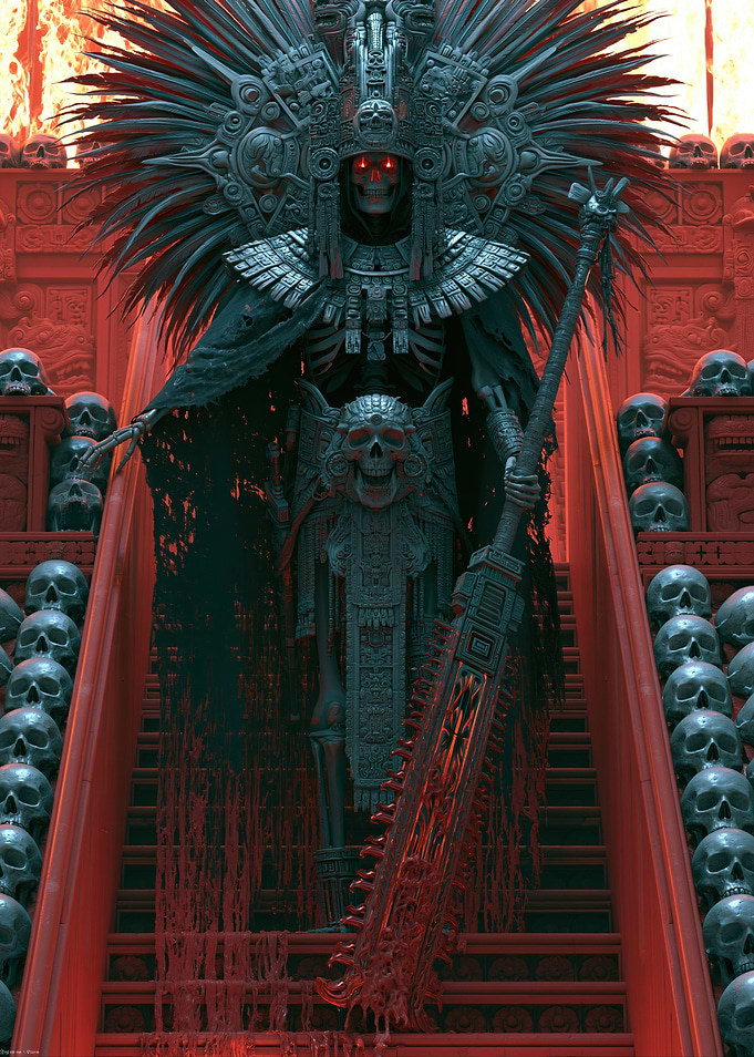 Aztec Skeleton Warrior with Obsidian Sword