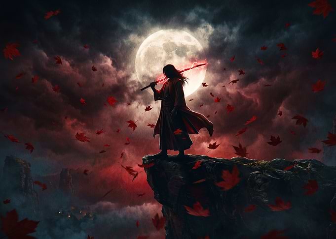 Samurai Warrior with Glowing Sword